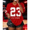Codzienny Minimalistyczny T-shirt Graficzny z Literą Nr 23 Dla Kobiet Lato Sport
