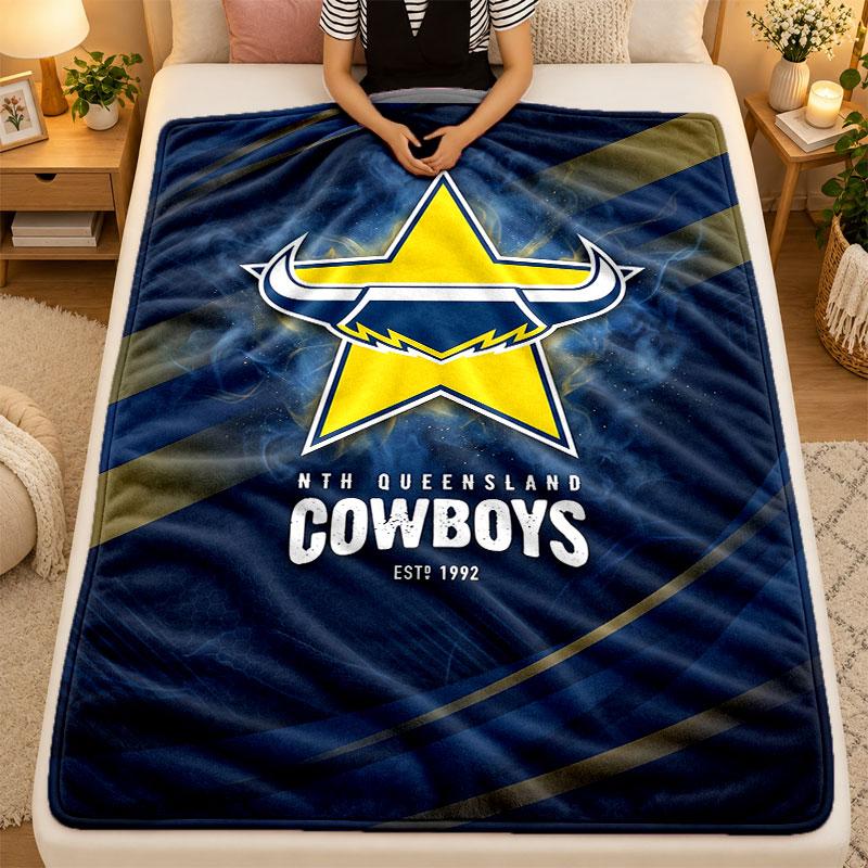 Flanelová deka North Queensland Cowboys Teplá měkká přehozová deka pro vnitřní použití na pohovku postel obývací pokoj