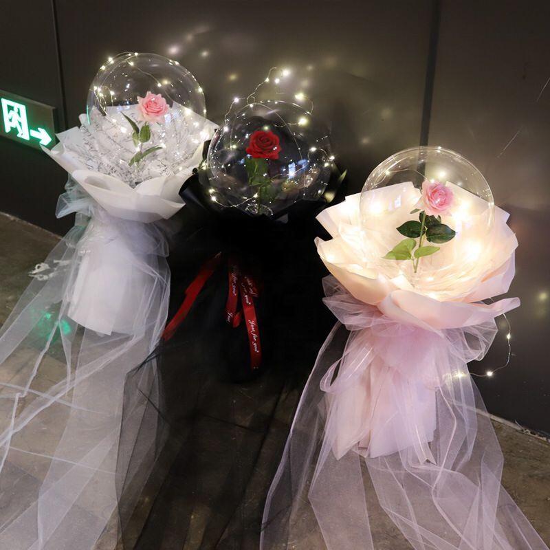 TOPREX Latex Led Balloon Light Rose Flower Design With Transparent Color for Christmas Party Bouquet Decoration CE ROHS