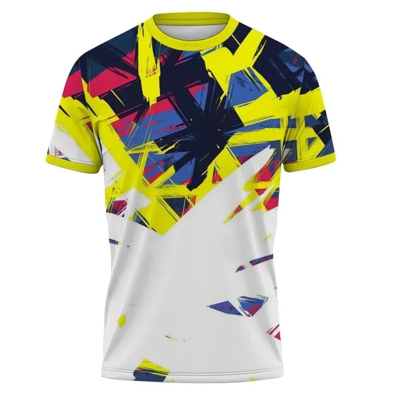 3D Printed Color Blocked Stripes T-Shirts Summer Short Sleeves O-Neck Tops Colorful Pattern Sports Casual Men's T-shirts