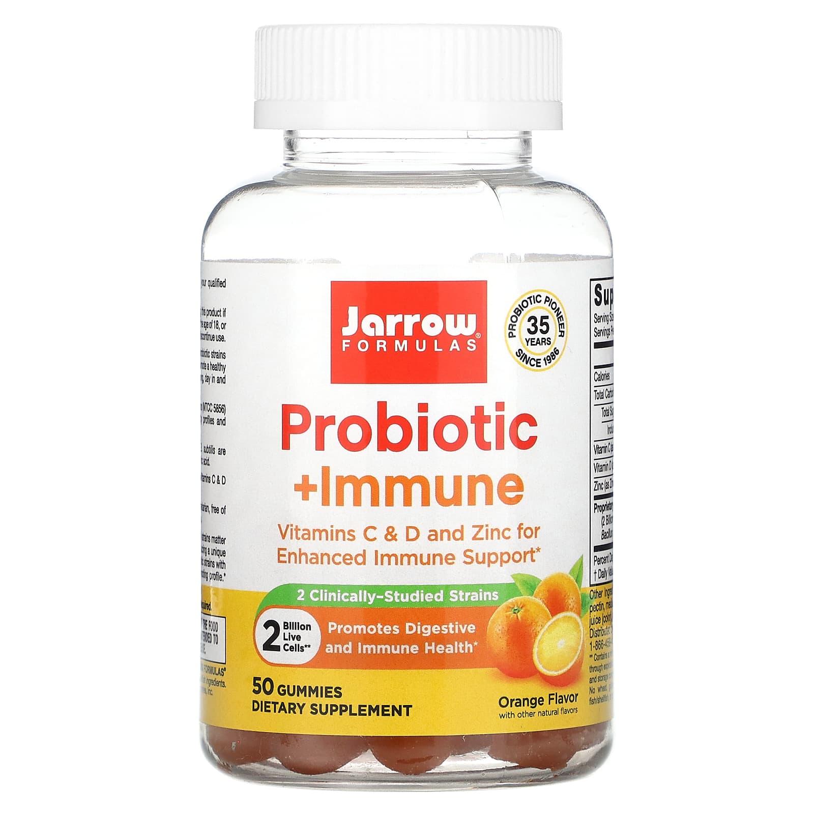 

Jarrow Formulas, Probiotic + Immunity, Orange, 2 Billion, 50 Gummies