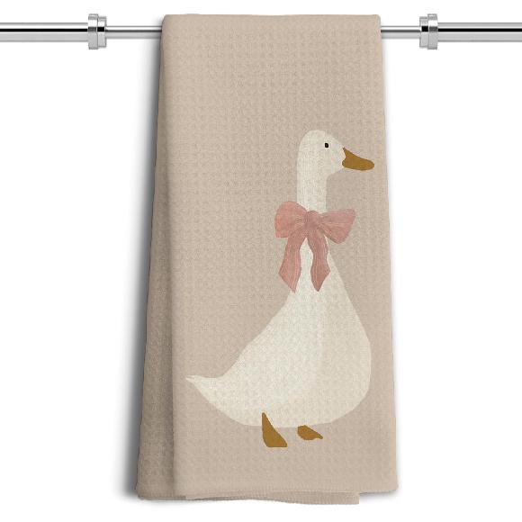 Goose Gifts Kitchen Towels, Pink Coquette Bow Goose Decorative Hand Towels for Bathroom, Goose Decor Dish Towels for Kitchen, Girly Bathroom Decor,