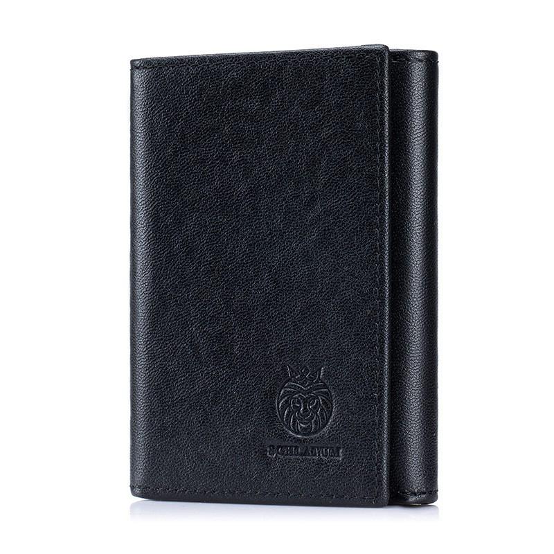 First Layer Cowhide RFID Anti-theft Brush Three Fold Wallet Men's Short Leather Retro