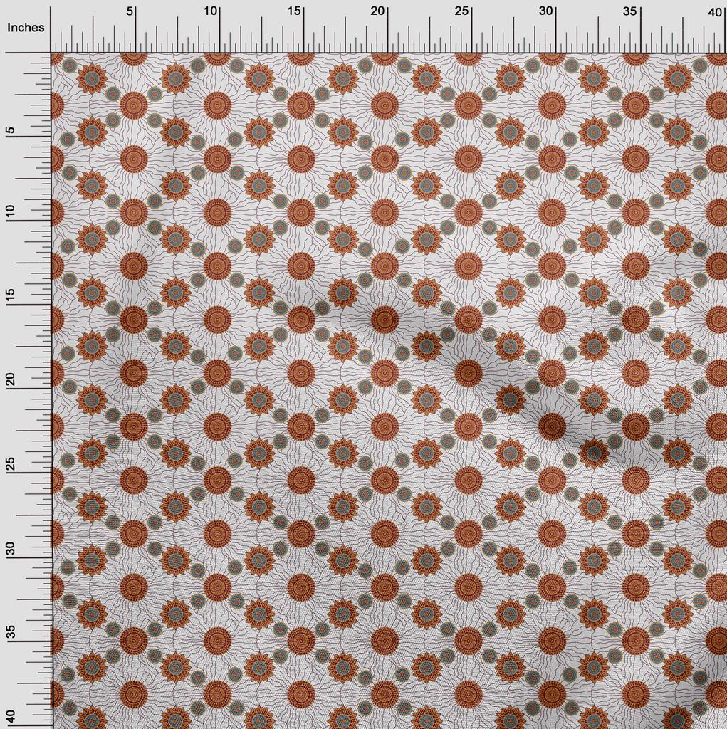 oneOone Cotton Poplin Dark Mustard Fabric Asian Block Sewing Material Print Fabric By The Yard 42 Inch