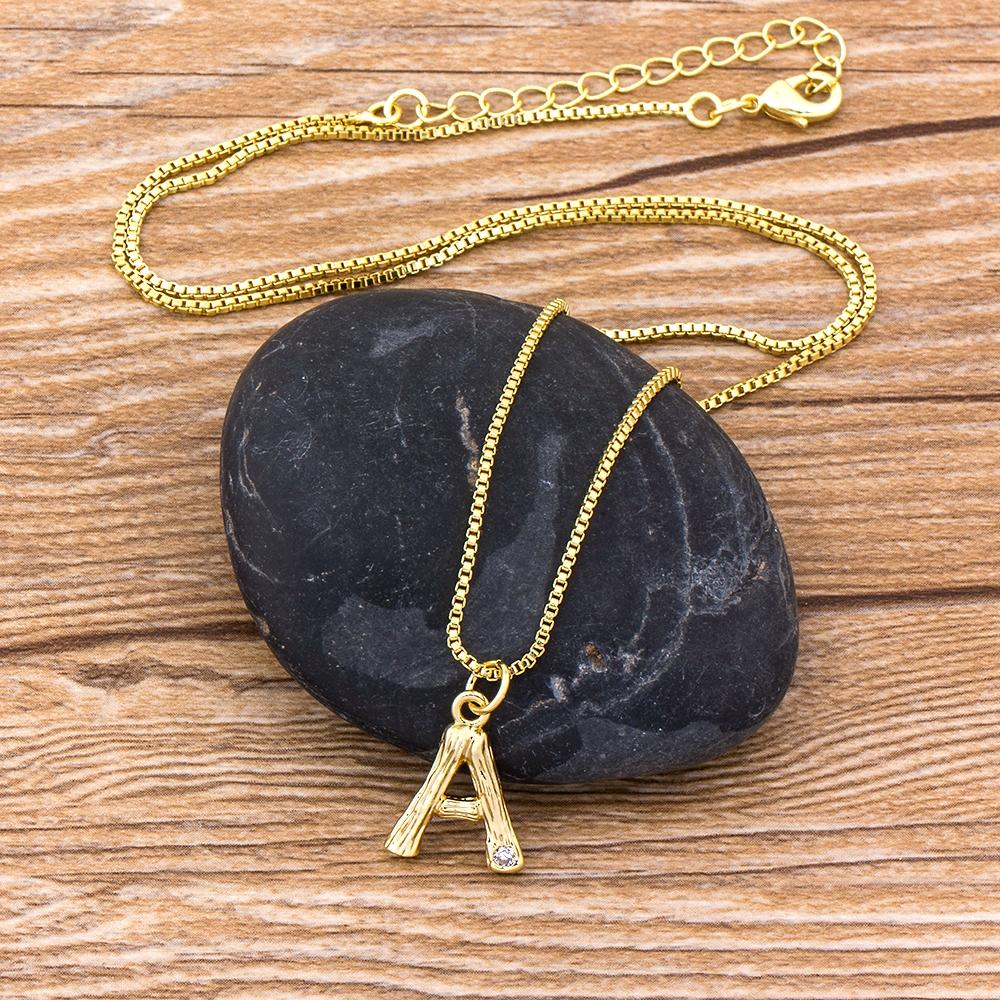 Nidin Hot Sale Women Cute Initial Letter Pendant 26 Letters Charm Necklaces Copper Zircon Family Name Jewelry Personal Gifts