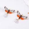 Simple Personality Trend Alloy Drip Oil Imitation Pearl Pendant Insect Color Butterfly Earrings Versatile Casual