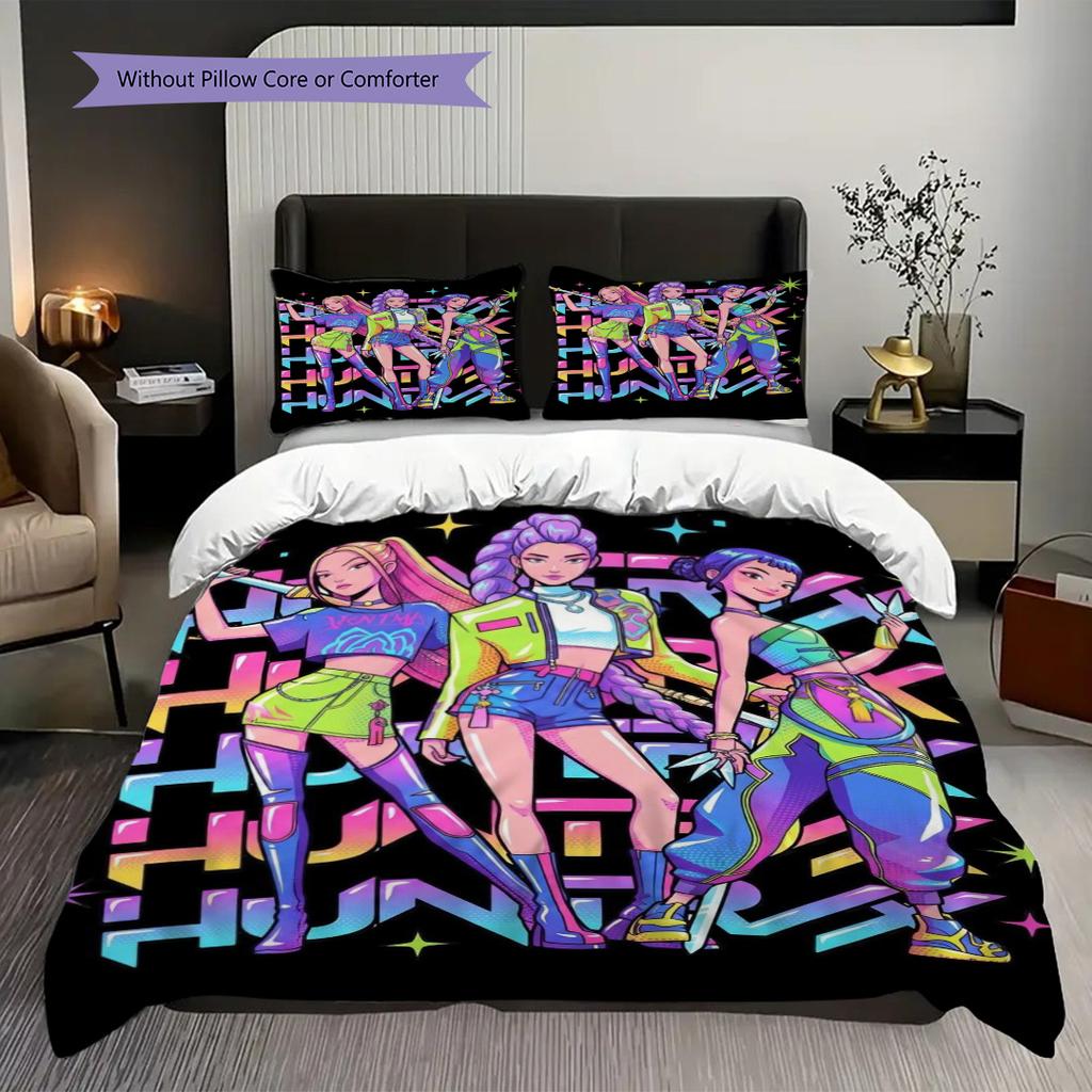 Kpop Demon Hunters Short Film 2 Threepiece Set 1 Duvet Cover 2 Pillowcase Without Core Bedding Set Duvet Cover And Pillowcase