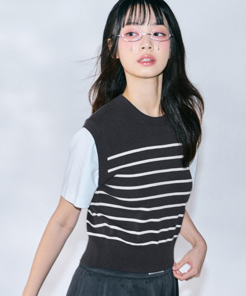 ZEROPLANET Betty Stripe Knit [Charcoal]