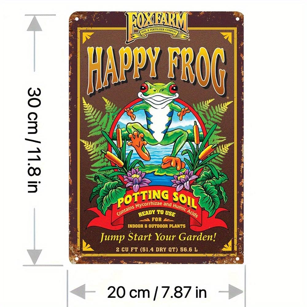 D Flat D Flat D FlatD Flat Retro Happy Frog Metal Wall Sign Vintage Farmhouse Decor with Humorous Frog Design Happy 20x30cm(7.8x11.8inch)