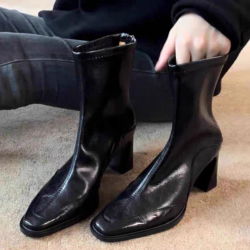

Женские ботильоны на высоком каблуке, готическая мода, туфли на массивном каблуке, зимние туфли-лодочки, зимние гладиаторы, женские короткие челси, ботильоны женские 40