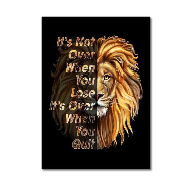Lion Motivational Posters and Prints Inspirational Positive Quotes Animal Wall Art HD Pictures Canvas Painting Office Home Decor