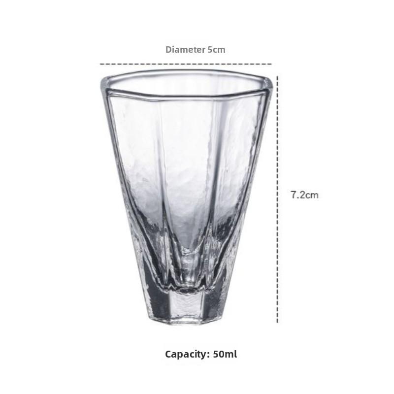 Japanese Style Glass Tea Cup 50ML,Handmade Sake Cup,Bar Whiskey Tasting Glass,Transparent Liquor Drinking Glass,Elegant Cup