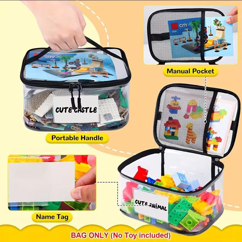 Building Blocks Storage Bucket with Mesh Toy Organizer Container for Kids Blocks Small Parts Organizer Home Storage Solution
