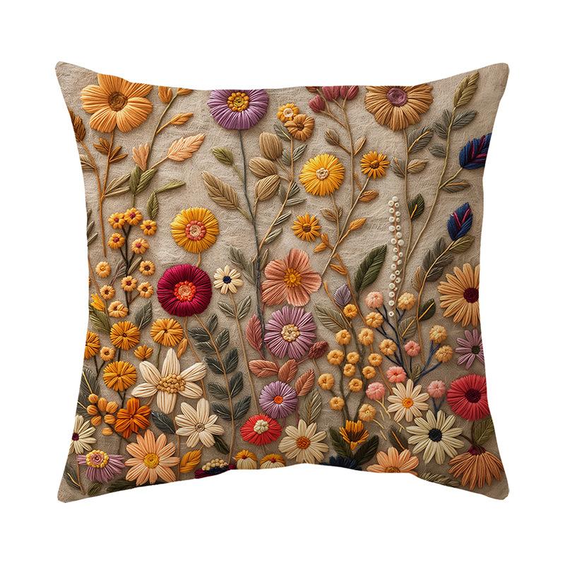 Retro Flower Pillow Cover Bohemian Style Home Living Room Sofa Cushion Cover Cushion