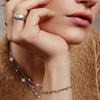 Silver Multi-Station Round Stone Chain 925 Silver Bracelet B066-05H