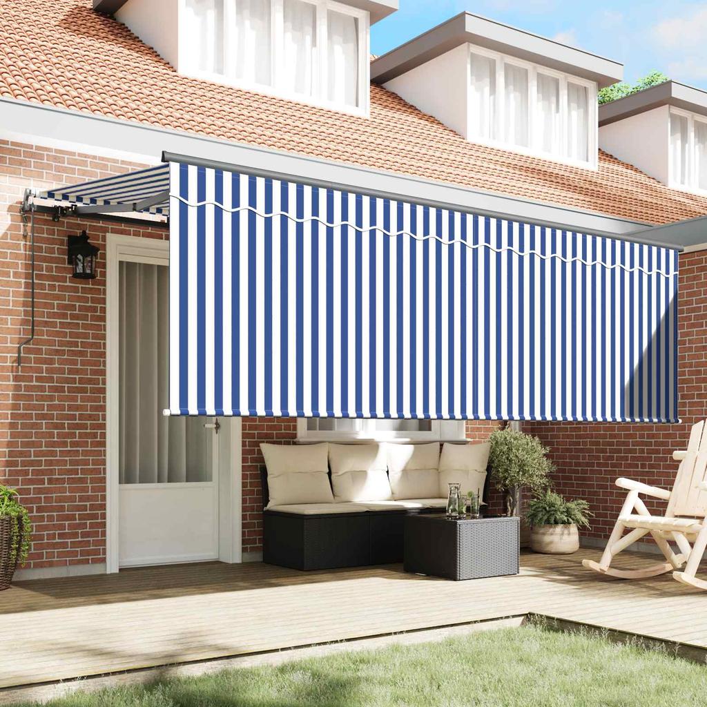 Retractable Awning Blue and White 350 X 200 Cm