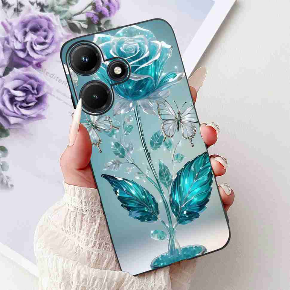 For Infinix Hot 30i 6.56" Case Tiger Luxury Flower Butterfly Silicone Soft Black Cover For Infinix Hot30i 30I X669C Phone Cases