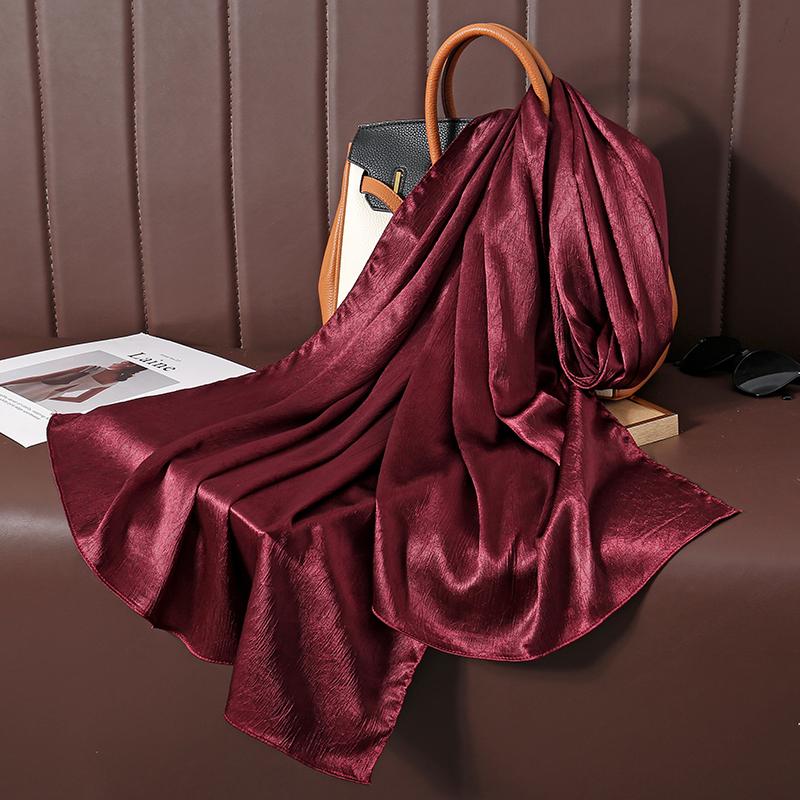 Large Size Silkly Stain Scarf Women Plain Foulard Femme Luxury Hijab Long Bandana Evening Party Dress Shawls and Wraps