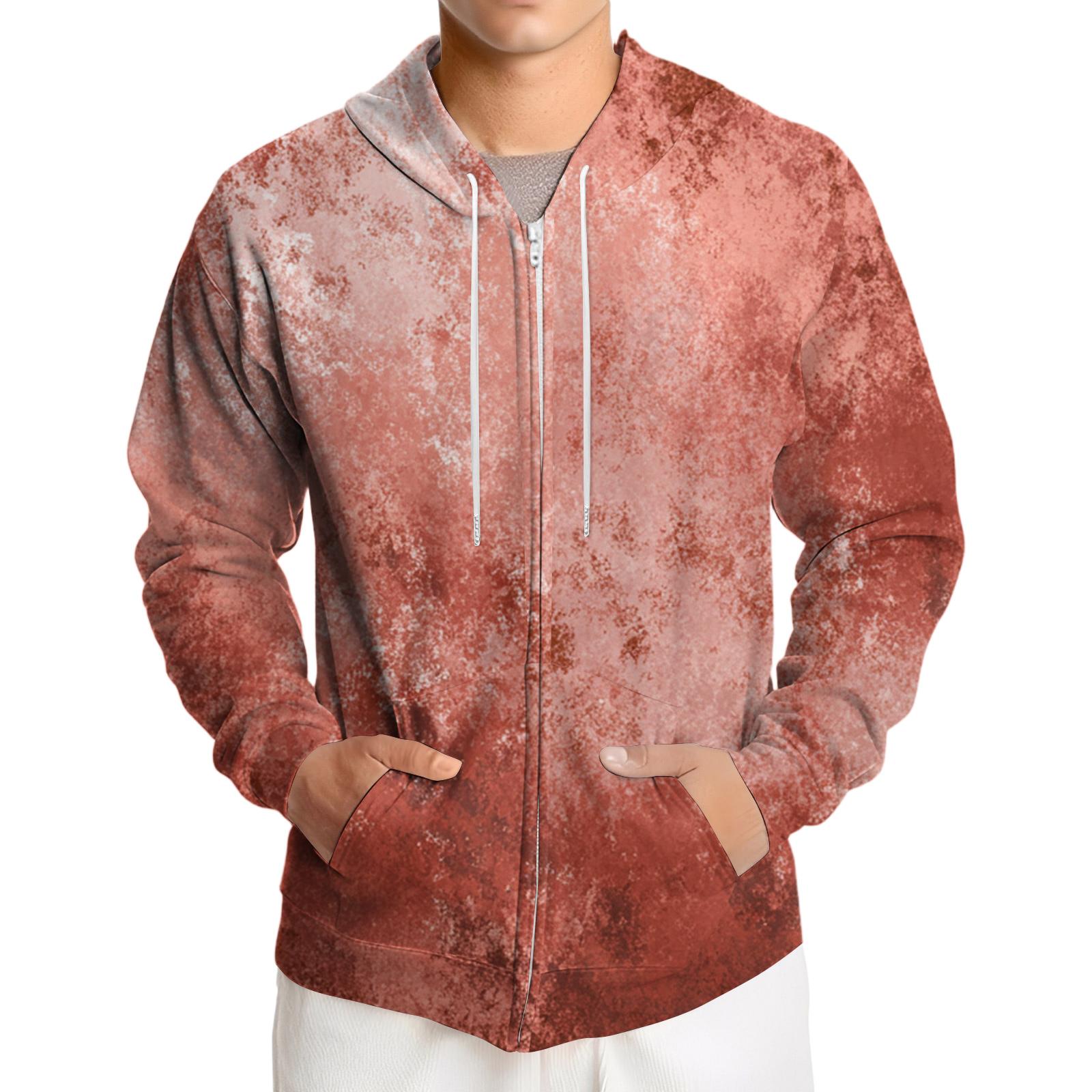 

Мужская повседневная куртка с капюшоном и кулиской свободного кроя XL арбуз красный