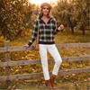 Women's Casual Loose Fit Plaid Hooded Long Sleeve Cardigan Sweater for Fall and Winter