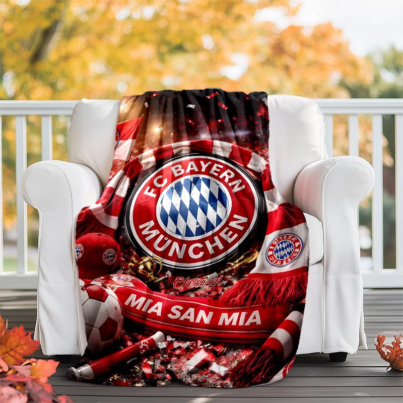 1pc B-Bayern Munich (6) Theme Blanket - Digital Print, Polyester, Cozy for All Seasons, Perfect for Outdoor, and Travel