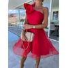 Women Summer Mesh Dresses Single Shoulder Mini Dress Ladies Party Vestidos