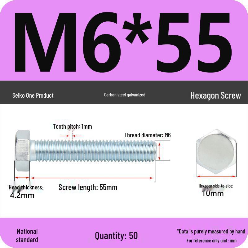 8.8 Grade Galvanized Hex Head Bolt, High-Strength M4-M30