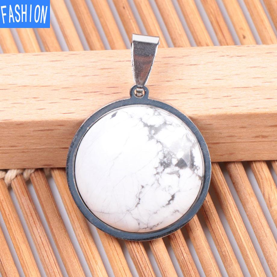 Collar De Cristal Natural De Moda con Personalidad Europea Y Americana De Acero Inoxidable De Piedra Plana Simple para Mujer