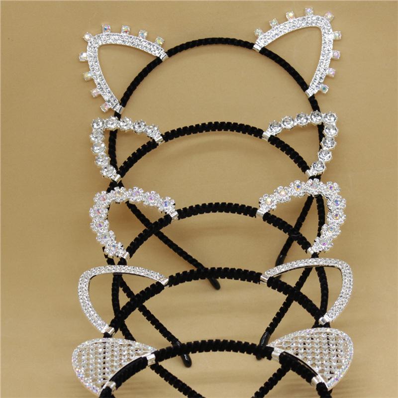 Korean Style Cute Cat Ear Rhinestone Headband - Alloy Hair Accessories and Thin Hair Clips