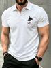Men'S Outdoor Polo Shirt, Multi-Size Available, Left Chest Hand-Drawn String Man Fun Print, Trendy Cool Fashion Casual Comfortable, Men'S Top Suitable