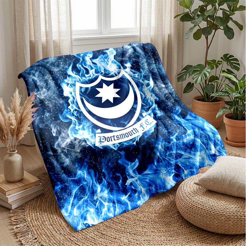 Coperta Morbida in Pile Flanella Portsmouth FC Leggera Accogliente Calda Coperta da Lancio per Divano Letto Decorazione Casa