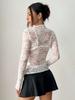 2026 Autumn Slim-Fit Sexy Lace See-through Long-sleeve Top for Women