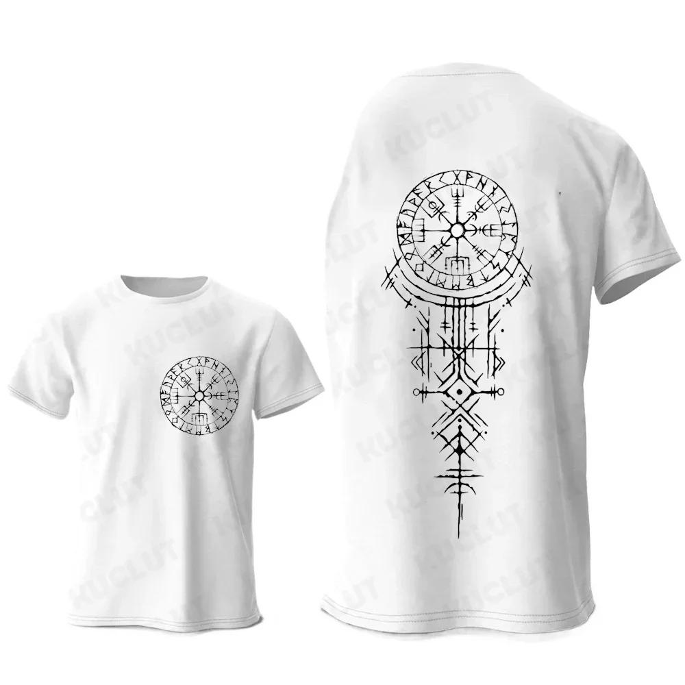 T-shirt Boussole Runique Viking Drôle T-shirt de Voyage Manches Courtes Tops Mode Décontracté Harajuku T-shirt en Coton Homme Femme T-shirt de Marque