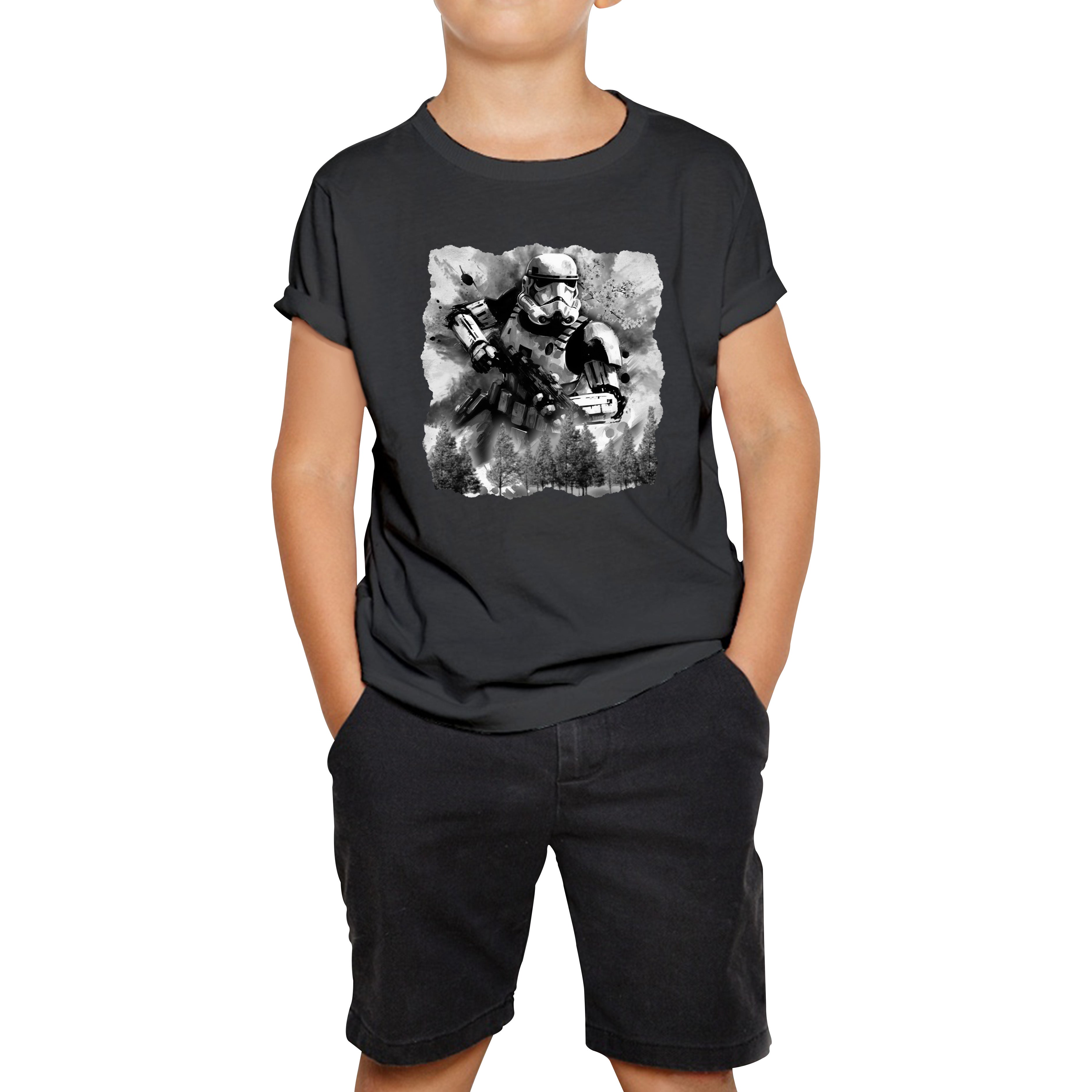

Hunter In The Forest Death Star Vintage Poster Graphic Movie Series Kids Tee 100