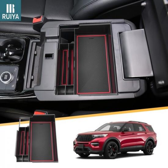 RUIYA Car Center Armrest Storage Tray Organizer Box For 2020-2026 Ford Explorer