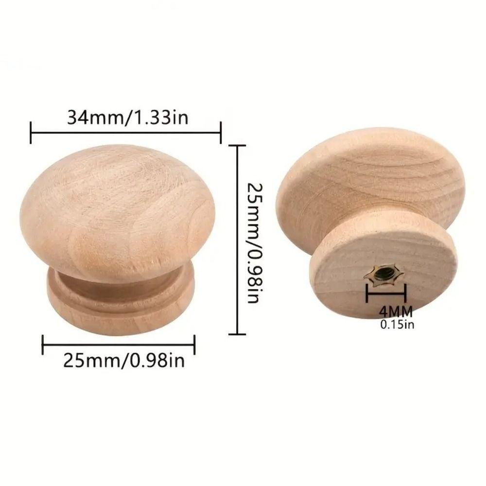Rust-Resistant Walnut Wood Cabinet Knobs Easy-Grip Design Dresser Furniture Door Knobs  Wardrobe