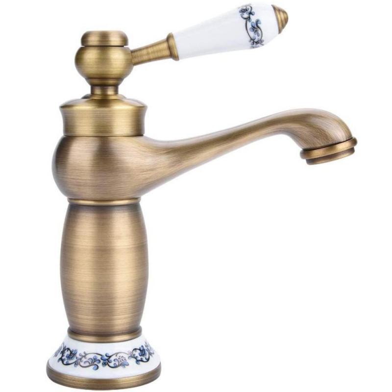 Rubinetto Lavabo Bagno 3 Fori Ottone Cromato Con Doppia Manopola A Croce