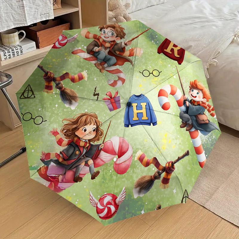 1PC Warner Harry Potter Hogwarts Umbrella-8-Rib Reinforced, Automatic Open, Lightweight & Durable-A79
