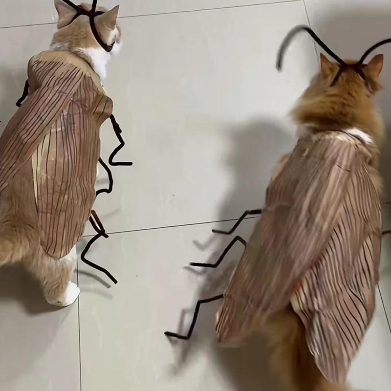 Cat Cosplay Dress Up Cockroach Costume Pet Breathable Clothing Funny Party Decor Outfit Uniform Pet Supplies
