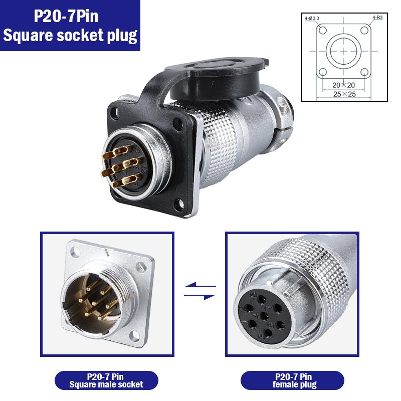 P20 Aviation Connector Plug Socket 20mm 2/3/4/5/6/7/8/9/10/12Pins WS20 Male Female Connectors
