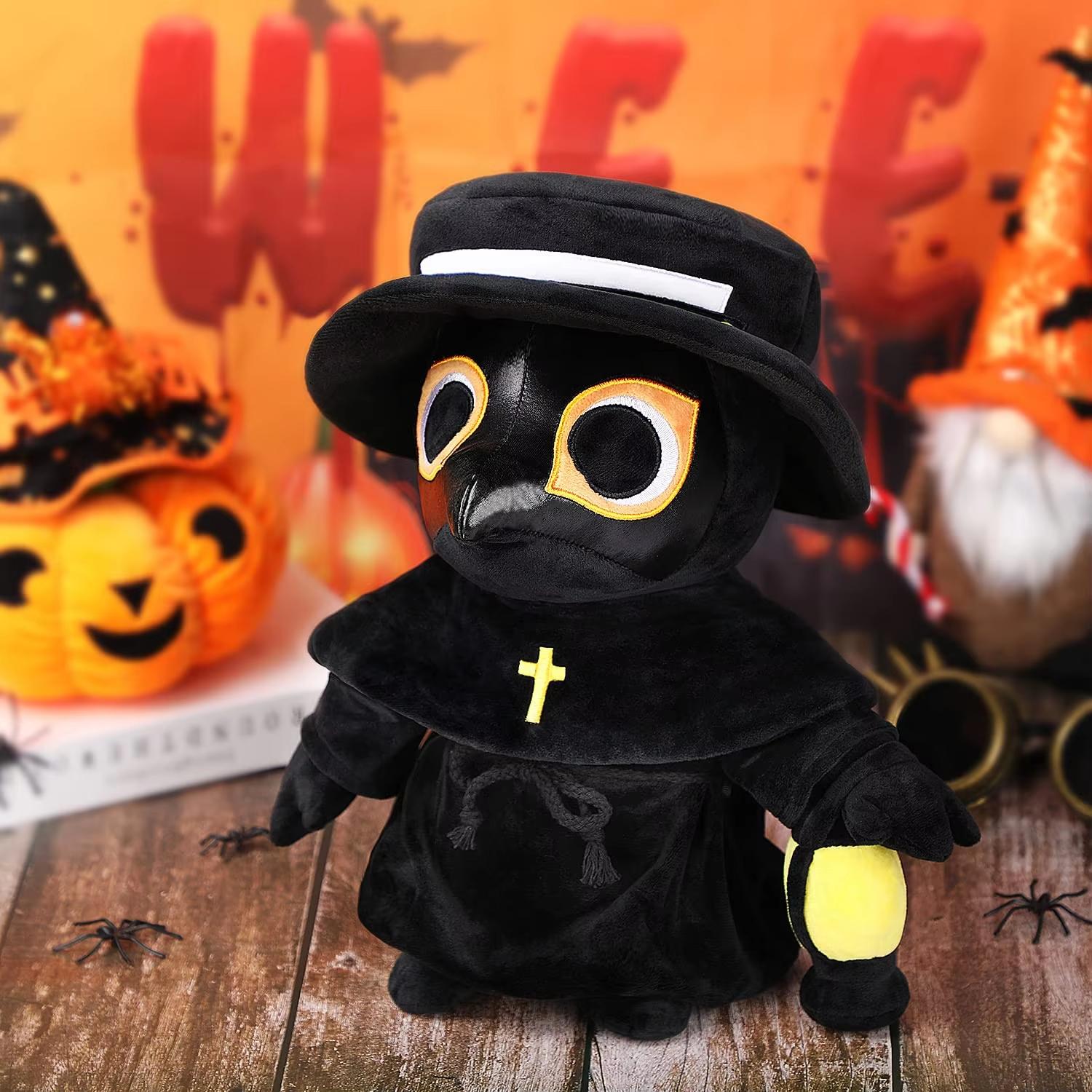 

Plague Crow Doctor Plush Toys Cute Specter Stuffed Pillow Doll Soft Fluffy Halloween Hugging Cushion Decor Kids Festival Gifts 25cm