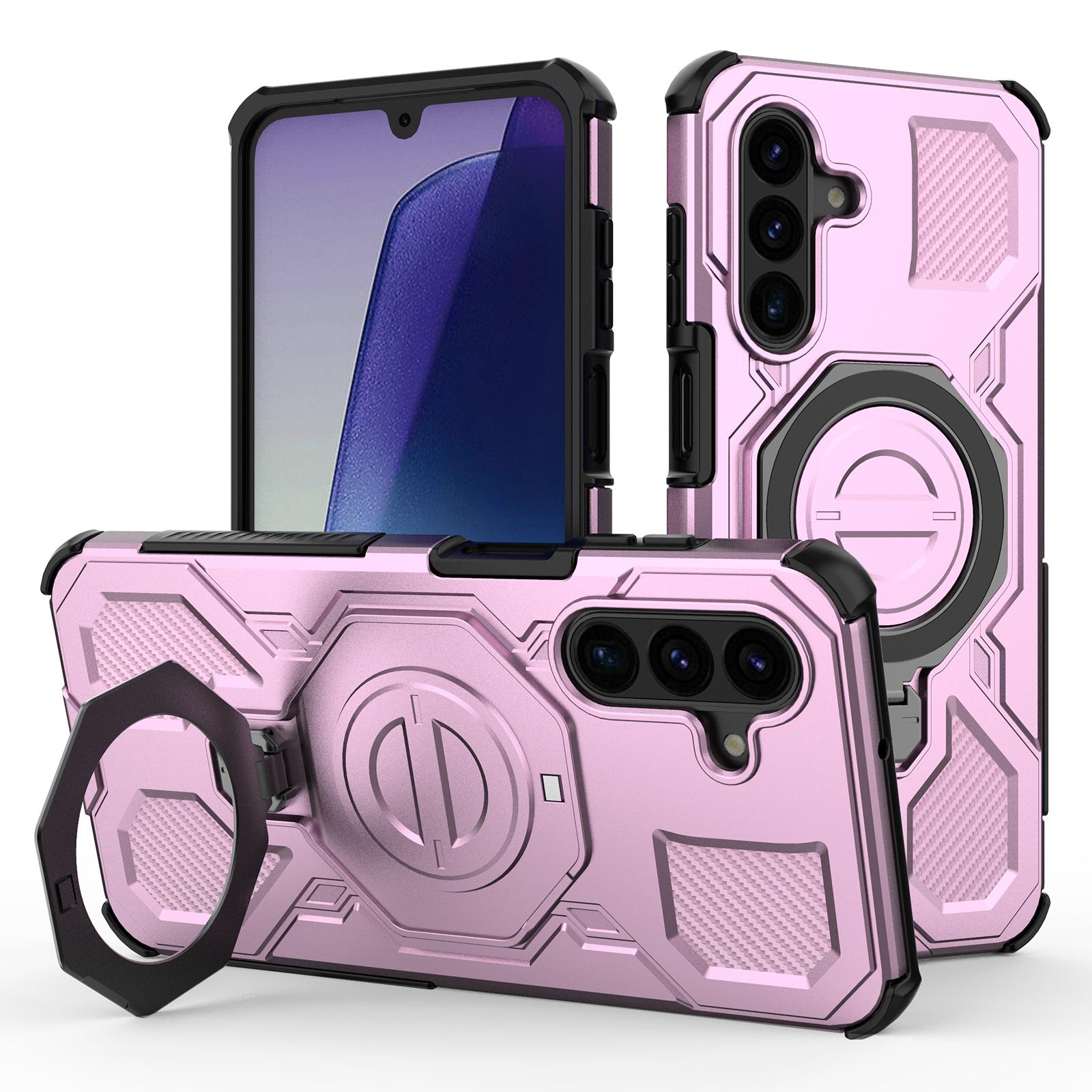 

For Samsung Galaxy A17 5G/4G Magnetic Case Rotating Metal Kickstand Shockproof PC + TPU Phone Back Cover