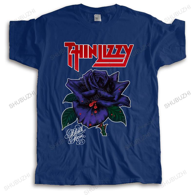 Men crew neck tshirt cotton brand teeshirt black Thin Lizzy Black Rose male summer tshirt loose style cool teeshirt plus size