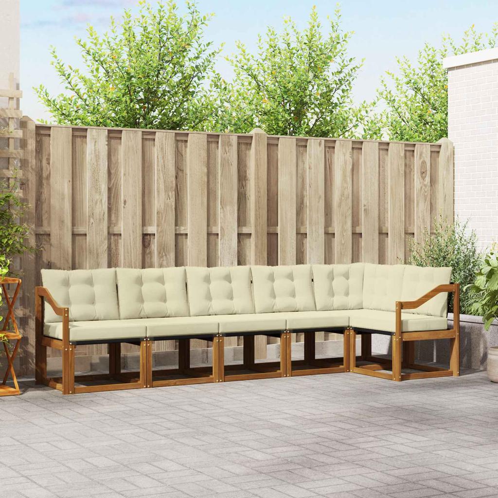 Outdoor Sofa Set with Cushions 6 Pcs Natural and Cream