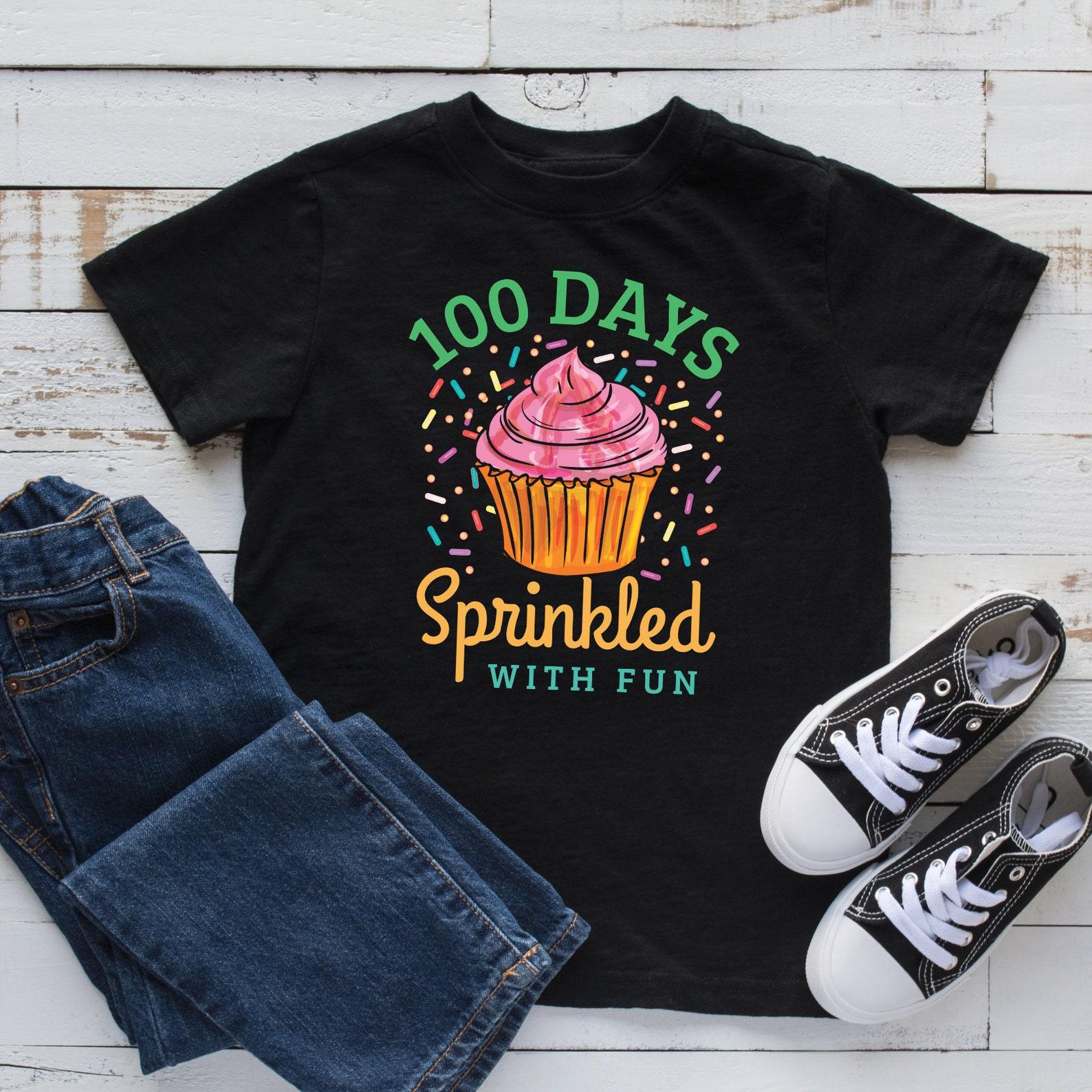 100th Day of School Cupcake T-Shirt, Kids Shirt, Toddler Tee, Cute 100 Days Sprinkles 4XL