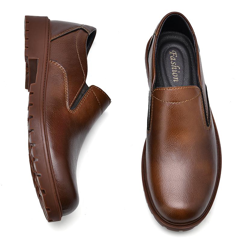 2024 Classic Brand High-end Brown Office Commuting Work Shoes Men's Leather Casual Shoes Versatile Men's Loafers Thick Sole