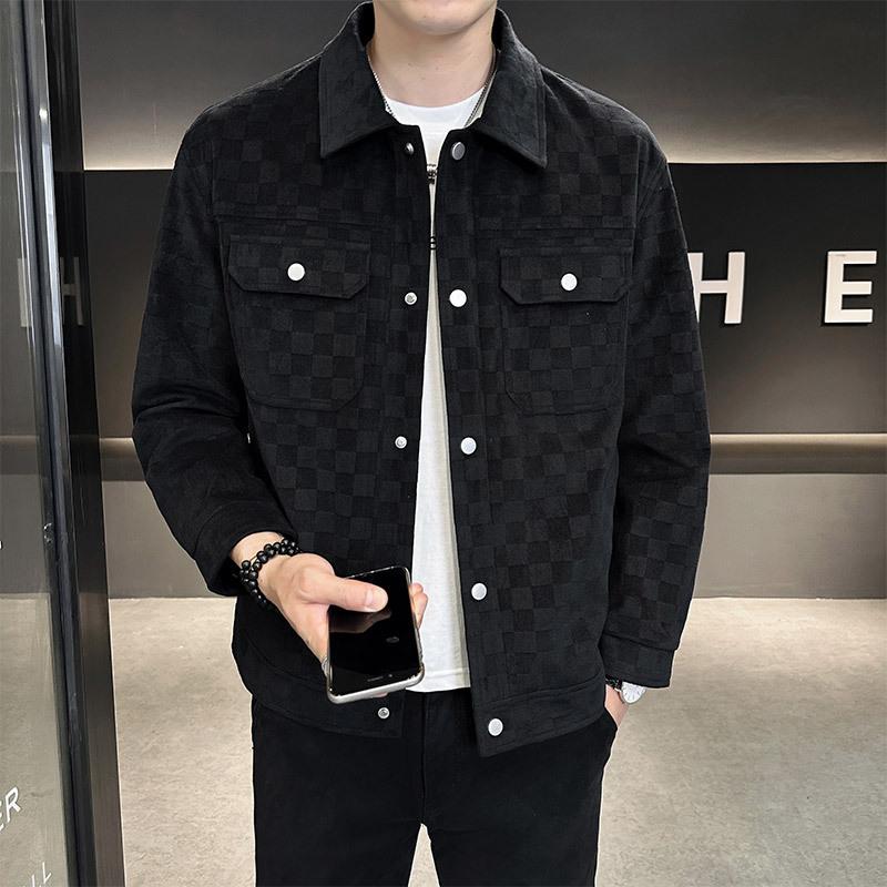 Spring and Autumn Men's Fashion Plaid Casual Versatile Jacket Top