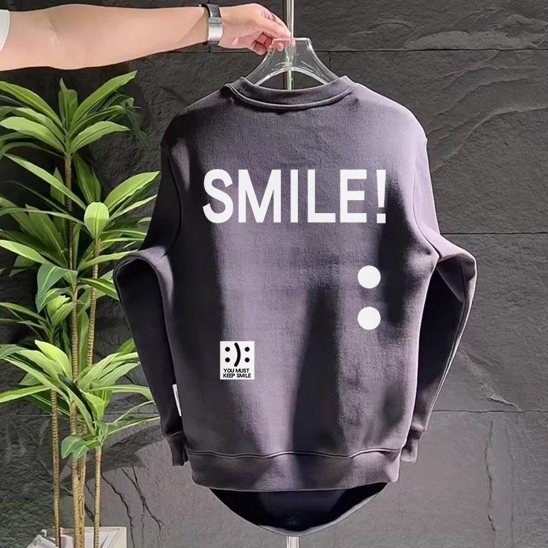 Men's Jacket and Fashionable Sweatshirt New Autumn and Winter Loose Round Neck Long Sleeve Casual Plush Top