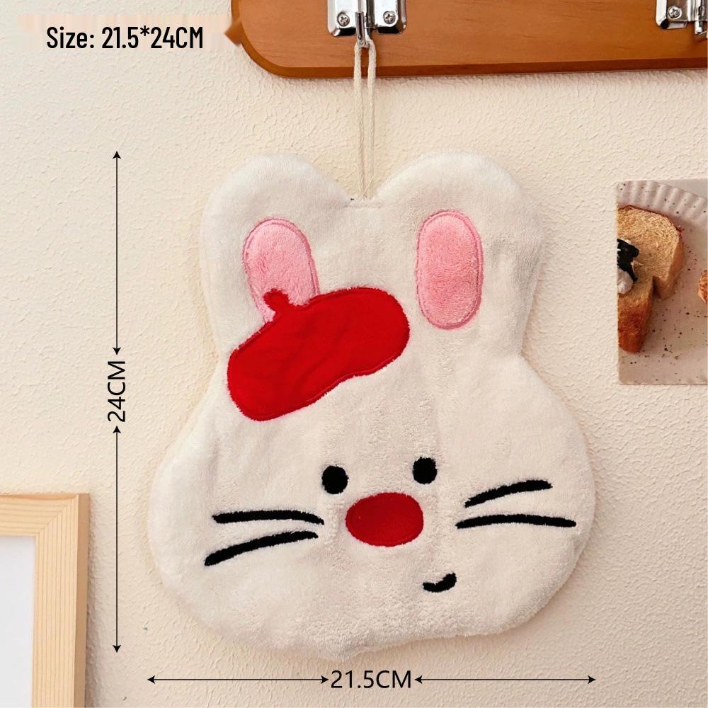 Cartoon Kitchen Hand Towel - Thick, Absorbent, Lint-Free, Cute Hanging Dishcloth for Bathroom and Household Use