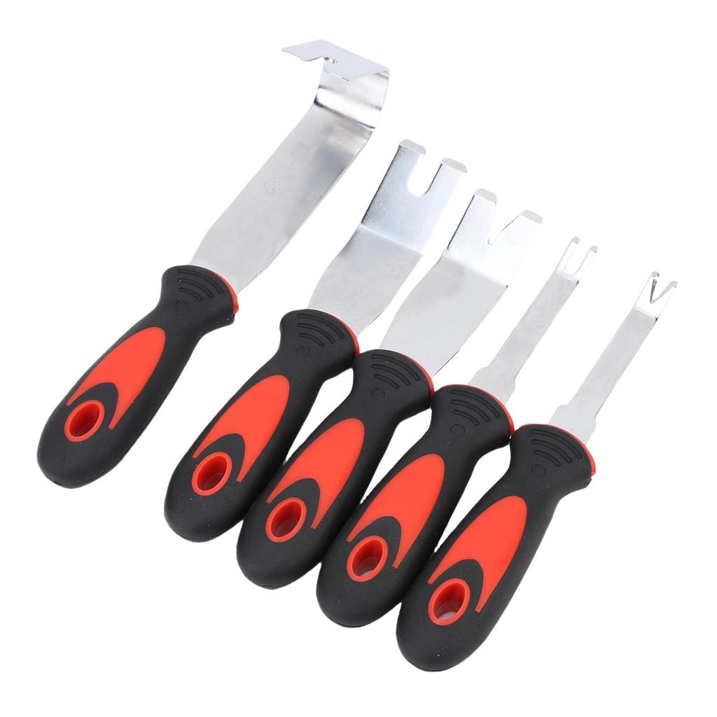 5 PCS Car Trim Removal Tool Kit Stainless Steel Auto Clip Fastener Remover Pry Tool Set for Vehicle Upholstery Door